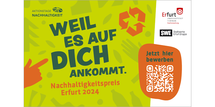 Schriftzug zum Nachhaltigkeitspreis Erfurt 2024 - Weil es auf Dich ankommt.