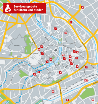 Eine Karte der still- und wickelfreundlichen Orte in Erfurt (Stand: 04/2024).